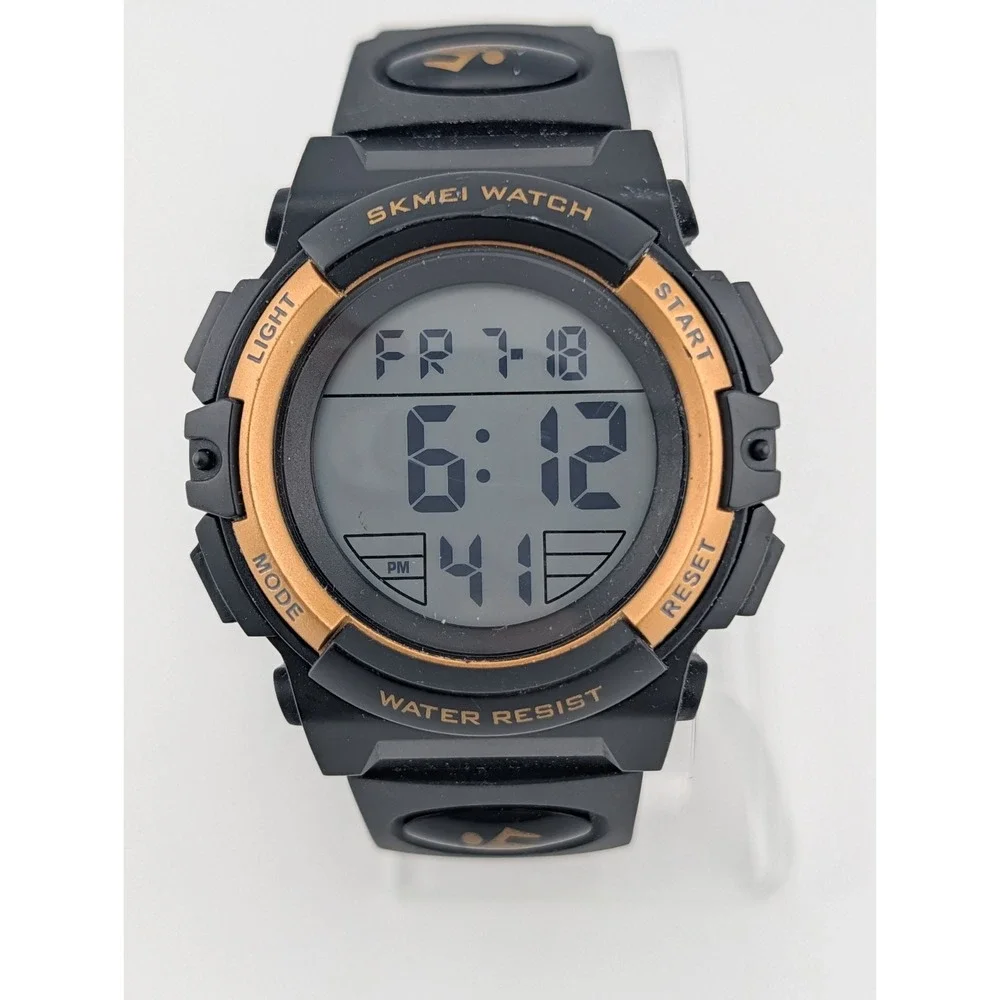 SKMEI 1266 Men's Digital Sport Watch Red Backlight Black Band- New Battery